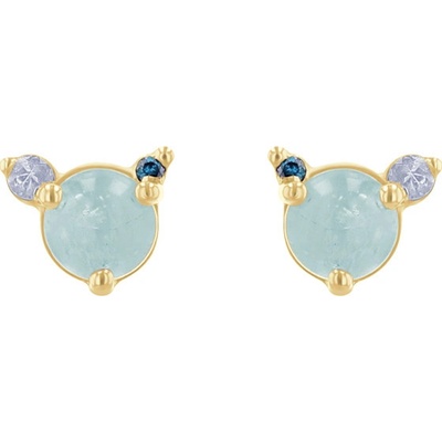 Eppi Náušnice s akvamarínom, mesačným kameňom a modrým diamantom Baal E45821
