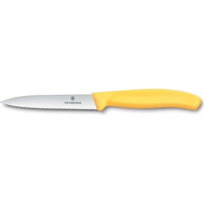 Victorinox 6.7738.C1 univerzálny kuchynský nôž, 10 cm, zúbkovaná špicatá čepeľ, žltý