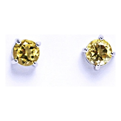 Čištín Zlaté náušnice, přírodní citrín pálený, bílé i žluté zlato - NŠ 1250