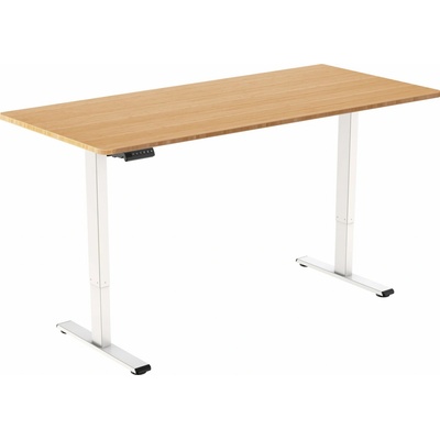 AlzaErgo Table ET2 Essential biely + doska 140 × 80 cm bambusová zaoblená