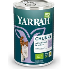 Yarrah Bio Chunks Bio kuracie a Bio morčacie s Bio žihľavou a Bio paradajkami v omáčke 6 x 405 g