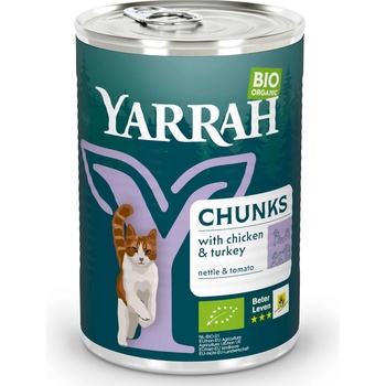 Yarrah Bio Chunks mix bio kuracie/bio morčacie a bio kuracie/bio hovädzie 24 x 405 g