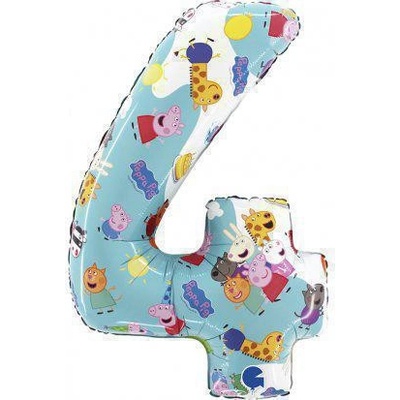 Grabo Prasátko Pepina 66cm 26" fóliový balónek nafukovací číslice Čislo 4