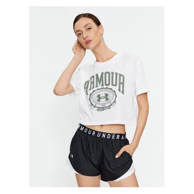 Under Armour Тишърт Ua Collegiate Crest Crop Ss 1379402 Бял Loose Fit (Ua Collegiate Crest Crop Ss 1379402)