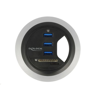 Delock 3 portos asztalba építhető USB 3.0 Hub + kártyaolvasó (62869) (Delock 62869) (Delock 62869)