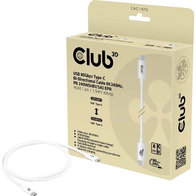club3D CAC-1572 USB-C USB 4.0 USB-C ® zástrčka 1.2m bílý