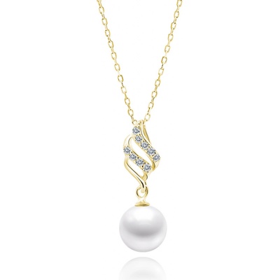 Olivie Stříbrný bílá perla gold 7521