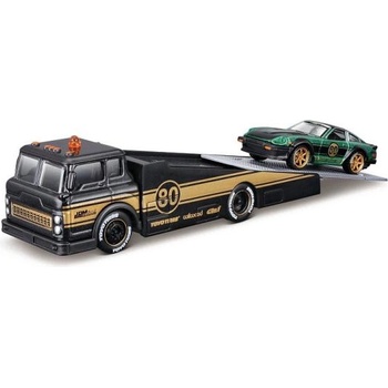 Maisto - Дизайн Елитен транспорт, товарен камион с рампа + 1980 Datsun 280ZX (S130), 1: 64
