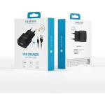 Forever Зарядно 220V TC-01 + кабел USB C 2A Forever черно