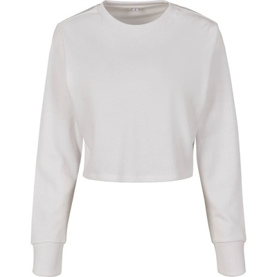 Build Your Brand Dámske crop top tričko s dlhým rukávom Biela