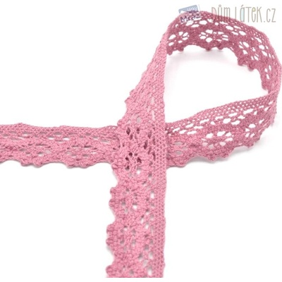 Krajka paličkovaná tmavě starorůžová, šíře 30 mm – Zboží Mobilmania