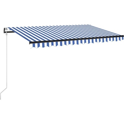 Greatstore Ručně zatahovací markýza 450 x 350 cm modrobílá