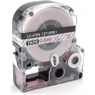 Compatible Epson LC-4TRN, ST12RW, 12mm x 8m, червен печат / прозрачен фон, съвместима лента (LCST12RW)
