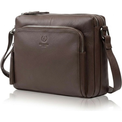 Paolo Peruzzi Tmavě hnědá dámská kožená crossbody kabelka Jacomina