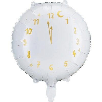 PartyDeco Fóliový balónekPůlnoční hodiny BÍLÝ 45 cm