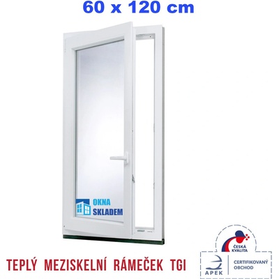 Erkado Plastové okno otevíravé i sklopné levé 60 x 120 cm Bílé / Antracit