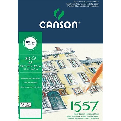 Canson 1557 skicovací blok A3 180 g/m² 30 listov lepený jemnozrnný