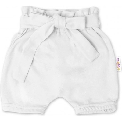 Baby Nellys bavlněné kraťasy s ozdobným páskem bílé