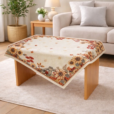 EVENIT gobelínový obrus 059C jesenný motív so slnečnicou, dyňou a muchotrávkou Bavlna/polyester 100x100 cm