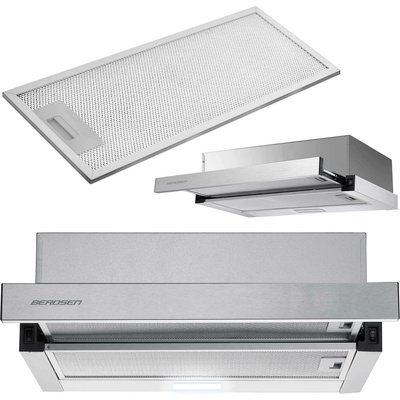 Berdsen Телескопичен аспиратор Berdsen, 200 м3/час, с LED осветление, Inox (Berdsen BT-233)