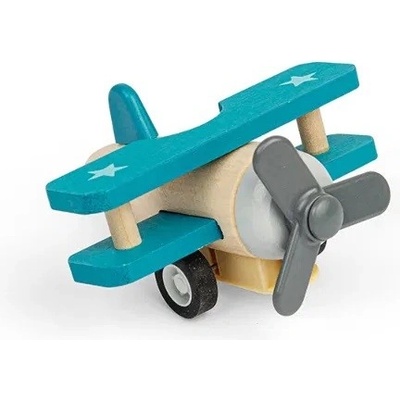 Bigjigs Toys natahovací letadlo Dvouplošník modrý