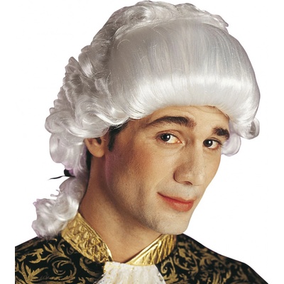 Bílá historická paruka barokní Casanova