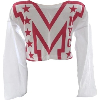 Štýlový crop top s dlhými rukávmi biela