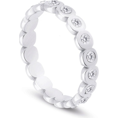 Biju Dámský prsten z chirurgické oceli spojená kolečka zirkony 4000359 4000359 11