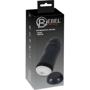 Rebel - мастурбатор 2в1 със засмукване и вибрация - черен