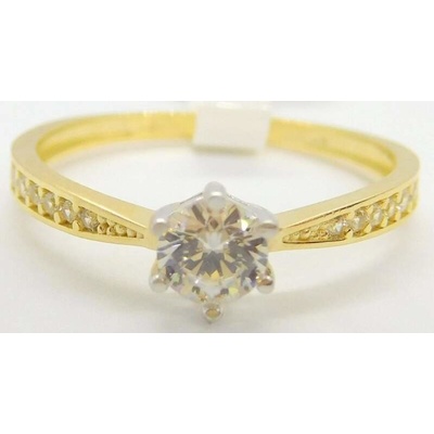 Klenoty Budín zásnubní prsten ze žlutého zlata se zirkonem JMG0216WGR