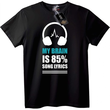 NOONEBRAND Тениска Мозъкът ми е 85% Текстове на Песни - S, White
