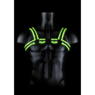 Kožený harness Ouch! Glow in the Dark Buckle Bulldog svietiaci pánsky kožený postroj