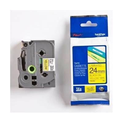 Brother TZ-651 / TZe-651, 24mm x 8m, черен печат / жълт фон, оригинална лента (TZE651)