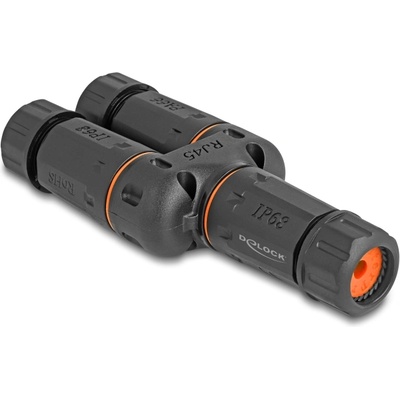 Delock Кабелен конектор Y-преходник RJ45 женски - 2 x RJ45 женски Cat. 6 IP68 прахо- и водоустойчива защита, за употреба на открито