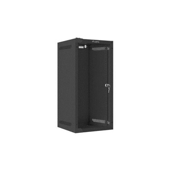 Lanberg Шкаф Lanberg 10" стенен монтаж 12U/280x310 (плоска опаковка) със стъклена врата черен (wf10-2312-10b)