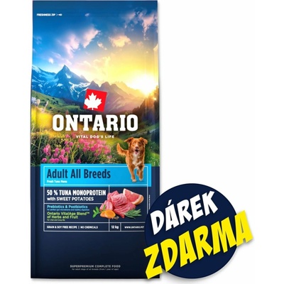 Ontario Adult All Breeds Monoprotein Tuna & Sweet Potatoes 12 kg