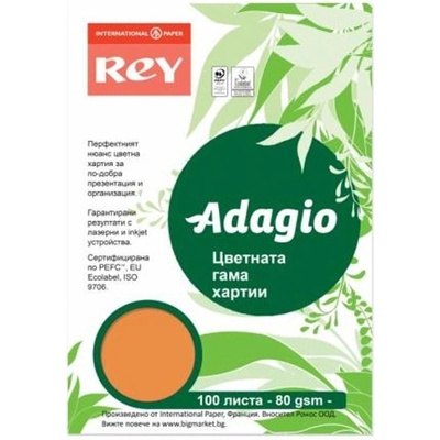 REY Копирна хартия Rey Adagio, A4, 80 g/m2, оранжева, 100 листа