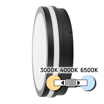 UltraLux LED влагозащитена плафониера, черна, 24W, 3000K/4000K/6500K, IP54 (LPB24CCT)