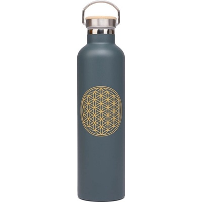 Modhi nerezová izolovaná láhev Květ života antracitová 1000 ml