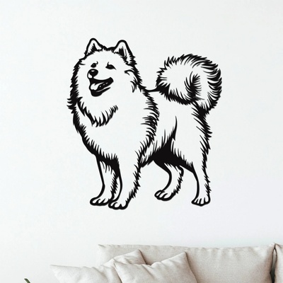 dřevo života Dřevěný obraz psa SAMOJED Rozměry (cm): 54x60, Zvolte barvu dekoru: Černá