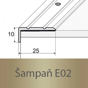 Profil Team Schodová hrana šampaň E02 2,7 m 25x10 mm