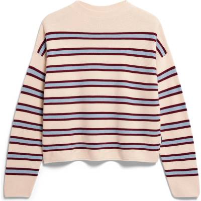 ARMEDANGELS Дамски пуловер ARMEDANGELS Women's Merinaa Striped Knit Sweater Jumper - Oatmilk / Velvet Red / Soft Blue (117-4044-0114)