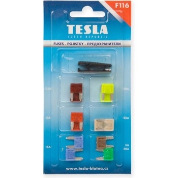 Pojistka blistr nožová MINI s vidličkou 12 ks TESLA