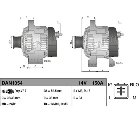 Alternátor DENSO DAN1354