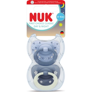 Nuk First Choice биберон залъгалка, силикон, 0-6 мес. , 2 бр. , Day&Night, момче (10175396)