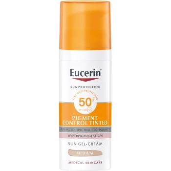 Eucerin Sun Оцветен слънцезащитен гел-крем за лице Pigment Control, тъмен, SPF50+, 50 ml