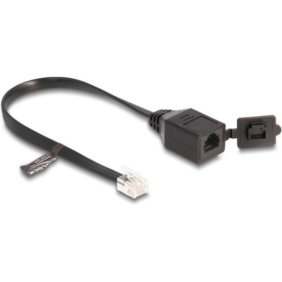 Delock Кабел RJ12 мъжки - RJ12 женски със защитен капак 20 cm, черен