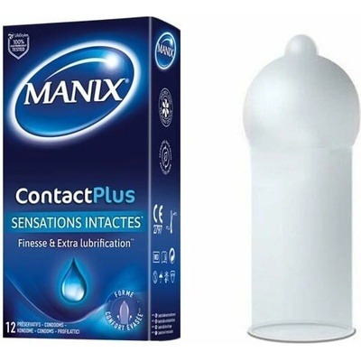 Manix Contact Plus 12 ks tenké extra lubrikované latexové 53 mm