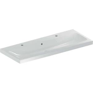 Geberit iCon - Двойна мивка 120x48x16 см, с преливник, 2 отвора за кран, бяла 501.837. 00.1 (501.837.00.1)