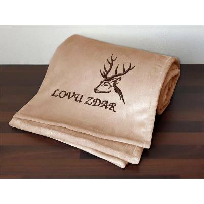 Povlečení Plus Deka pro myslivce Hlava jelena + Lovu zdar čokoládová 150x200